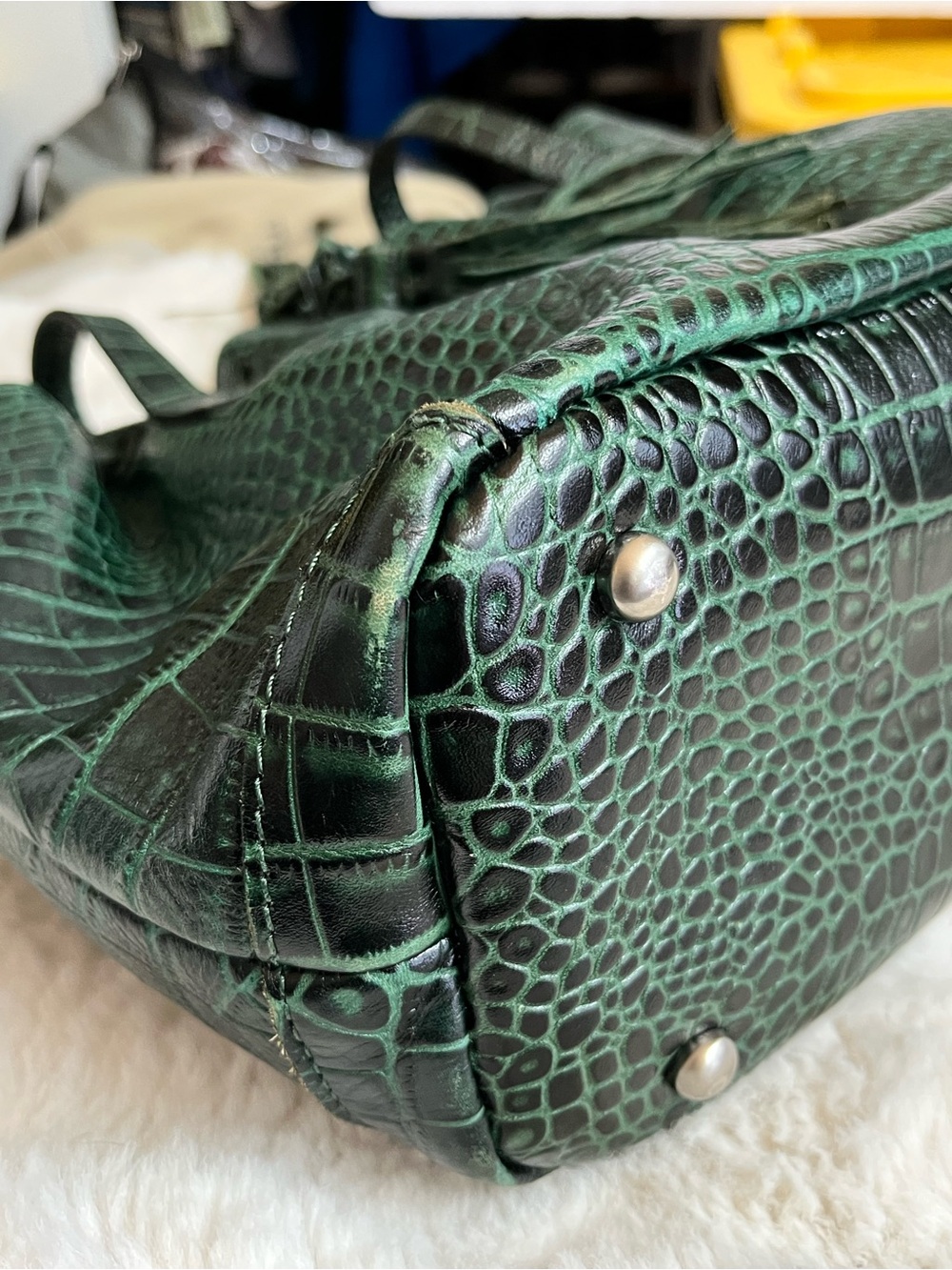Patricia Nash Dark Green Croc-Embossed Tote with Tassel Charm - Picture 9 of 16